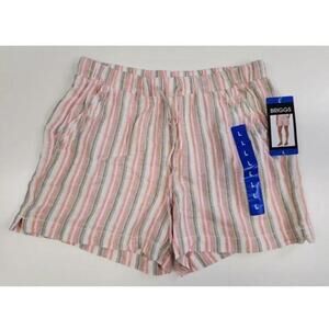 BRIGGS Women's Pink Striped Shorts Size Large L Linen Boho Pockets NWT E9